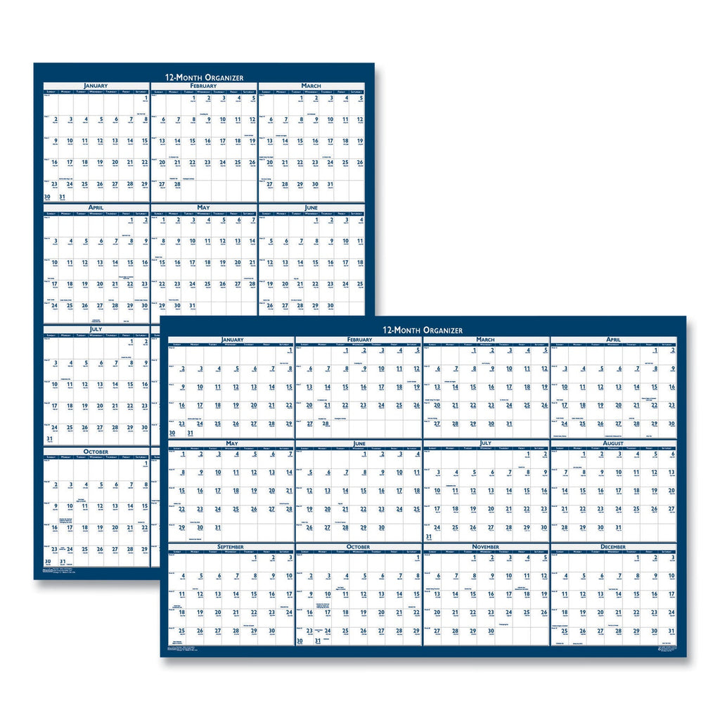 House of Doolittle Recycled Poster Style Reversible/Erasable Yearly Wall Calendar, 18 x 24, White/Blue/Gray Sheets, 12-Month (Jan to Dec): 2023
