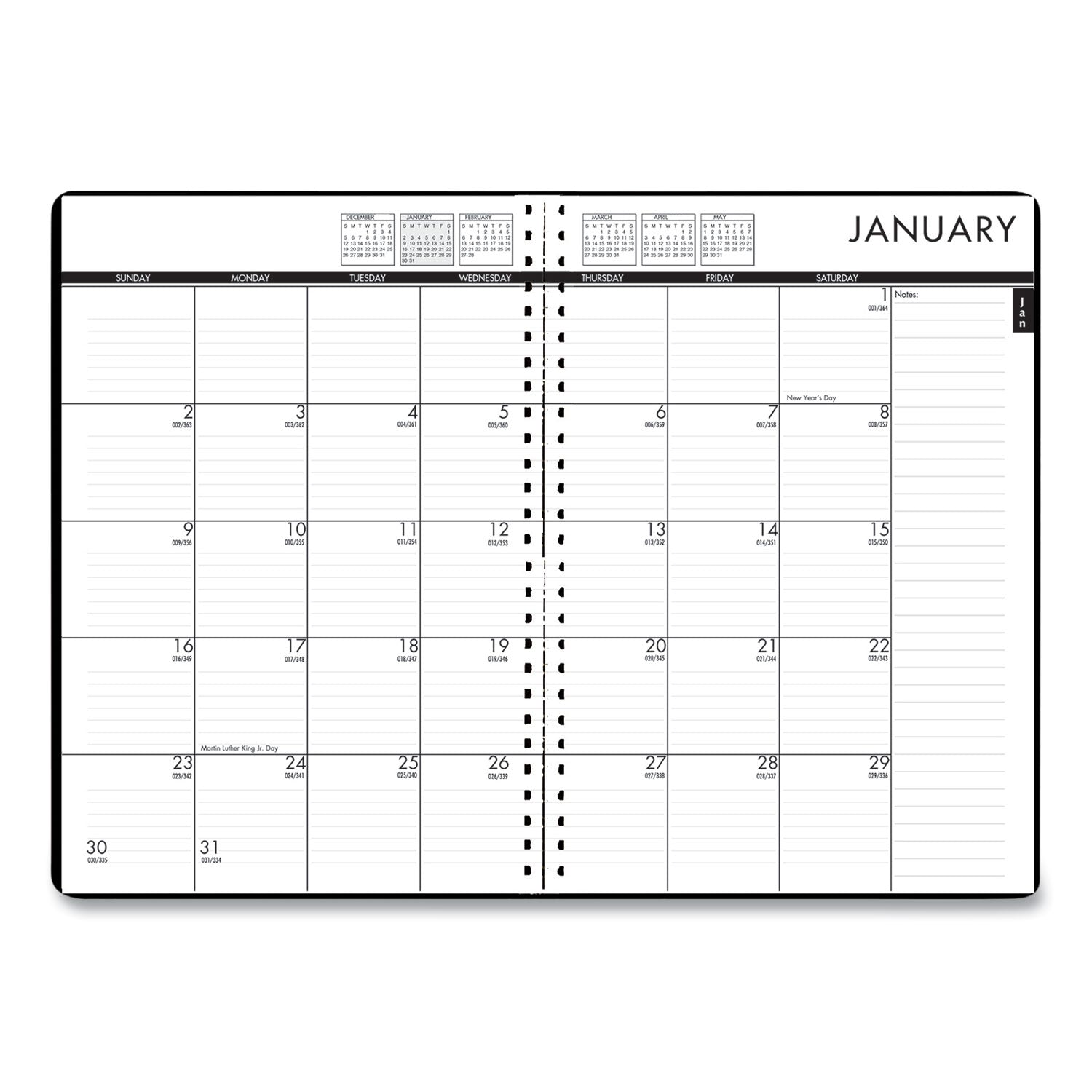 House of Doolittle 24/7 Recycled Daily Appointment Book/Monthly Planner, 10 x 7, Black Cover, 12-Month (Jan to Dec): 2023