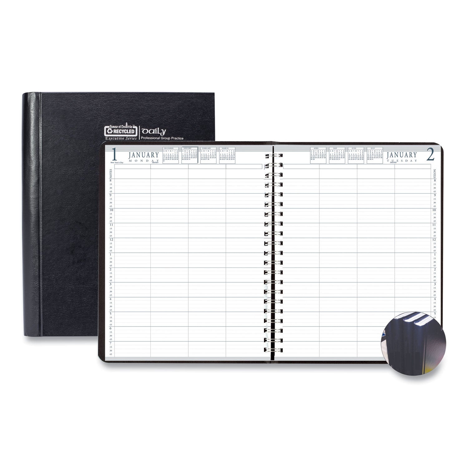 House of Doolittle Executive Series Four-Person Group Practice Daily Appointment Book, 11 x 8.5, Black Hard Cover, 12-Month (Jan to Dec): 2023