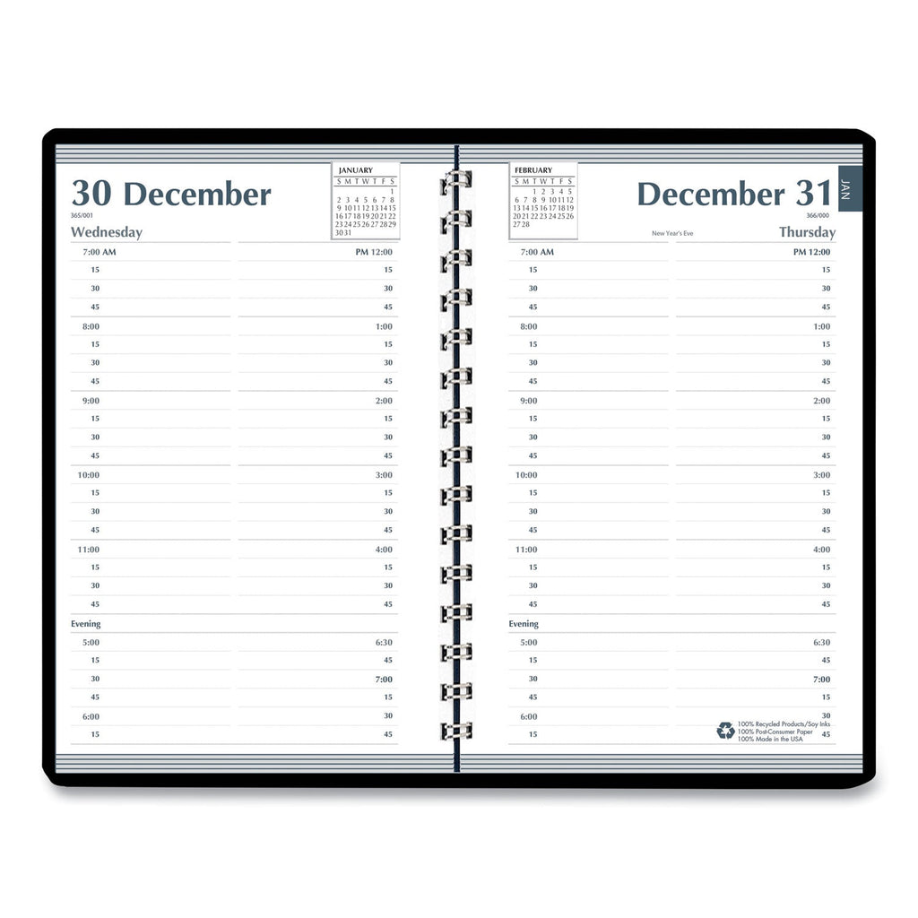House of Doolittle Memo Size Daily Appointment Book with 15-Minute Schedule, 8 x 5, Black Cover, 12-Month (Jan to Dec): 2023