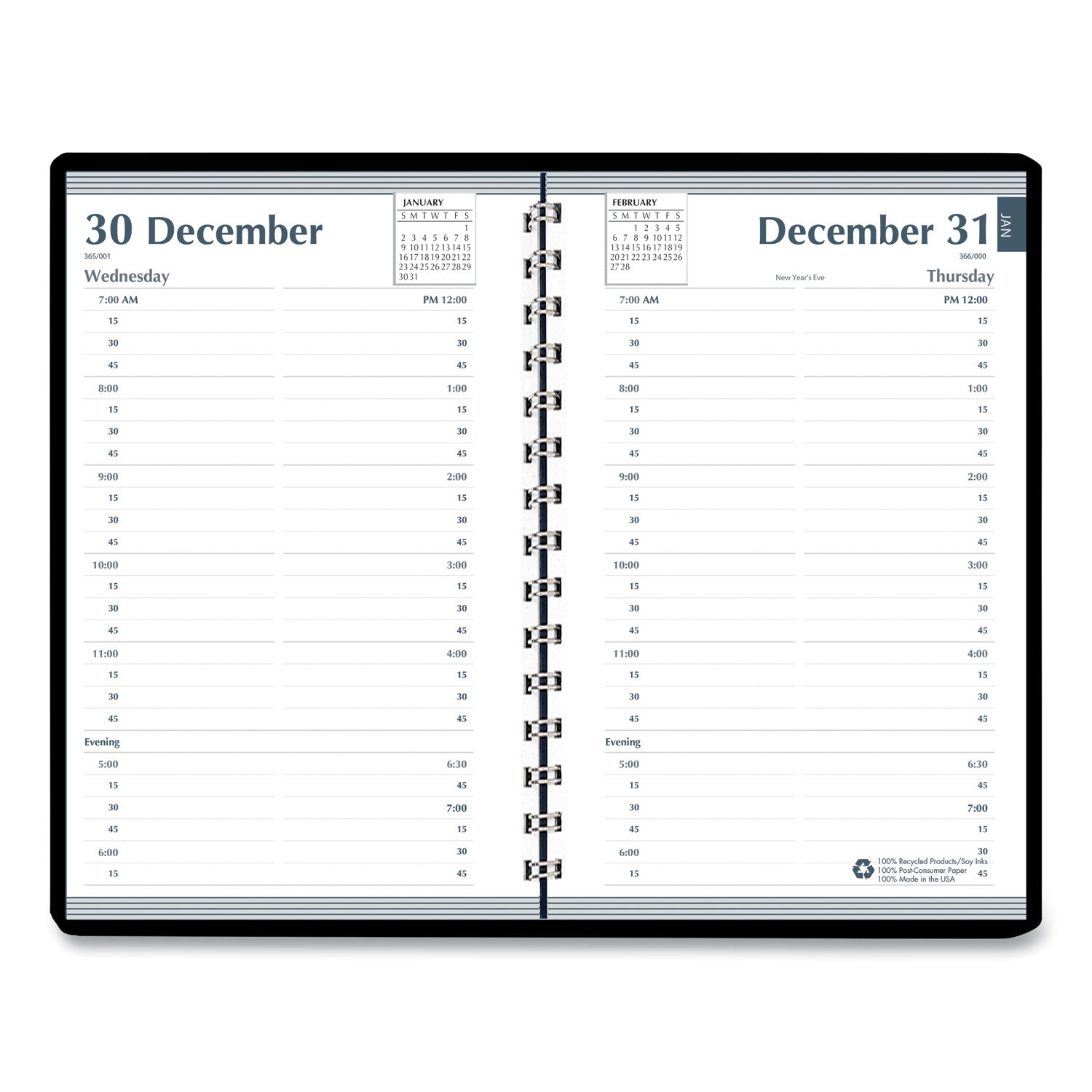 House of Doolittle Memo Size Daily Appointment Book with 15-Minute Schedule, 8 x 5, Black Cover, 12-Month (Jan to Dec): 2023