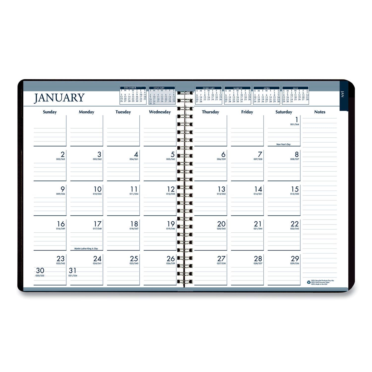 House of Doolittle Recycled Wirebound Weekly/Monthly Planner, 11 x 8.5, Black Cover, 12-Month (Jan to Dec): 2023