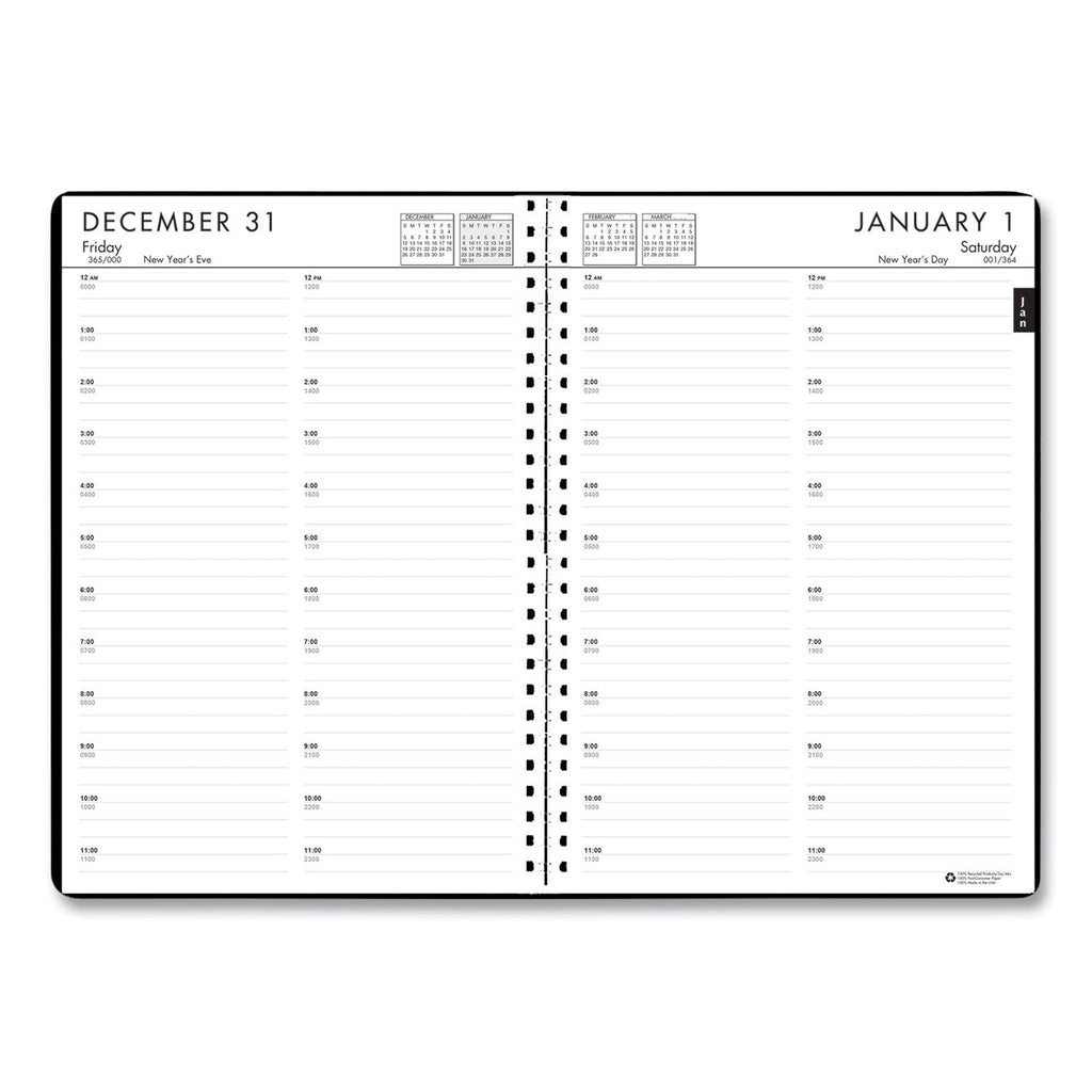 House of Doolittle 24/7 Recycled Daily Appointment Book/Monthly Planner, 10 x 7, Black Cover, 12-Month (Jan to Dec): 2023