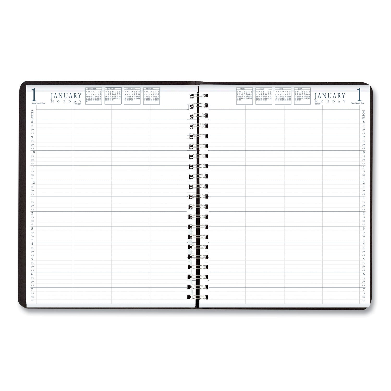 House of Doolittle Eight-Person Group Practice Daily Appointment Book, 11 x 8.5, Black Cover, 12-Month (Jan to Dec): 2023