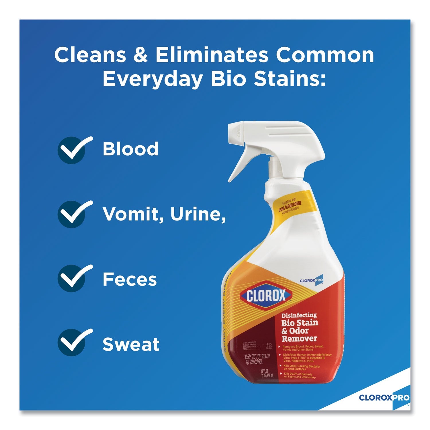 Clorox Disinfecting Bio Stain and Odor Remover, Fragranced, 32 oz Spray Bottle