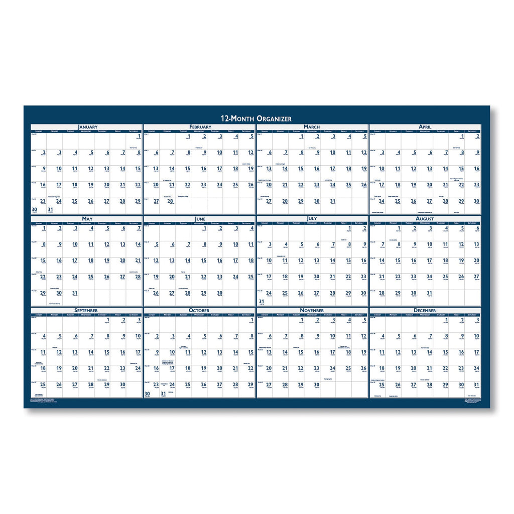 House of Doolittle Recycled Poster Style Reversible/Erasable Yearly Wall Calendar, 18 x 24, White/Blue/Gray Sheets, 12-Month (Jan to Dec): 2023