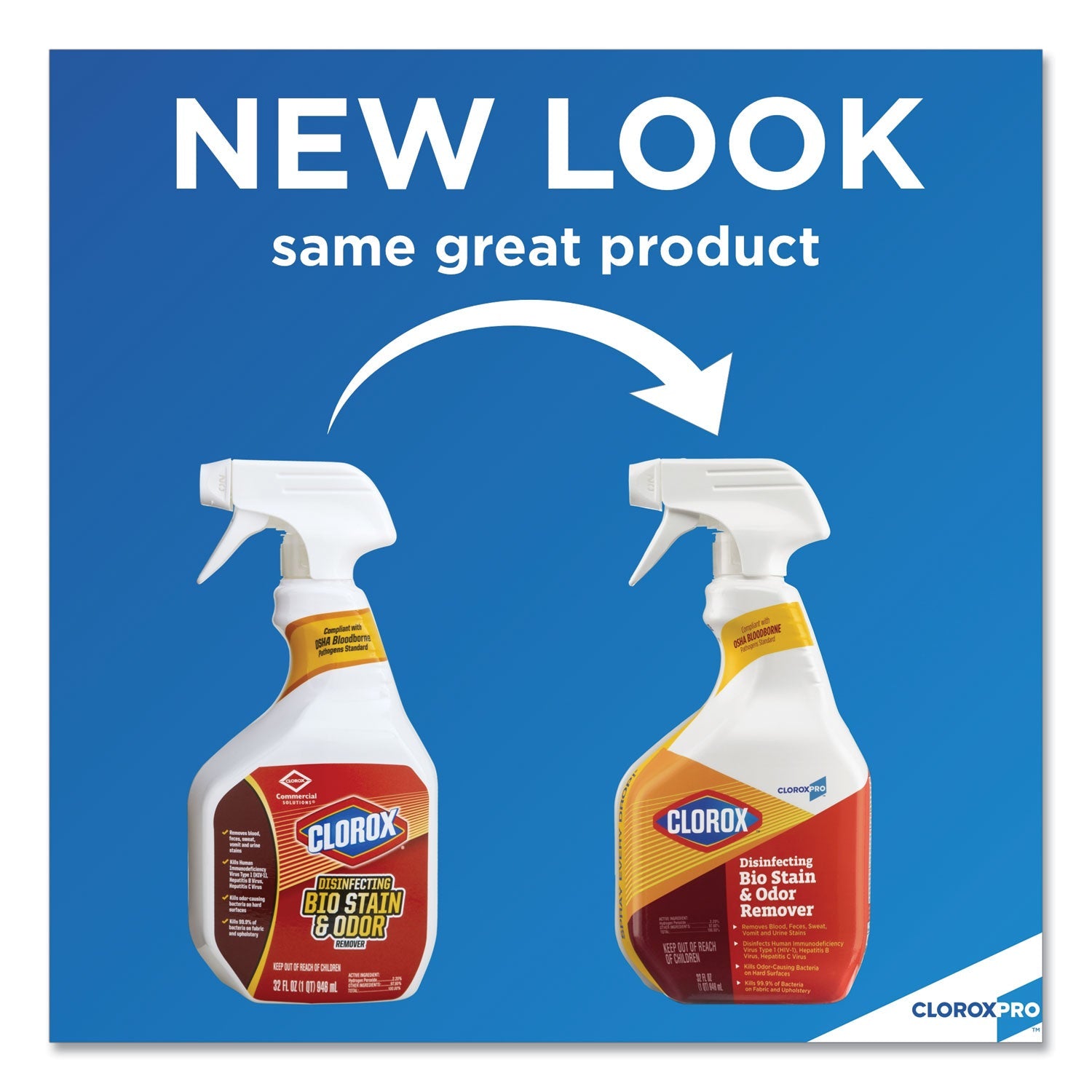 Clorox Disinfecting Bio Stain and Odor Remover, Fragranced, 32 oz Spray Bottle, 9/Carton