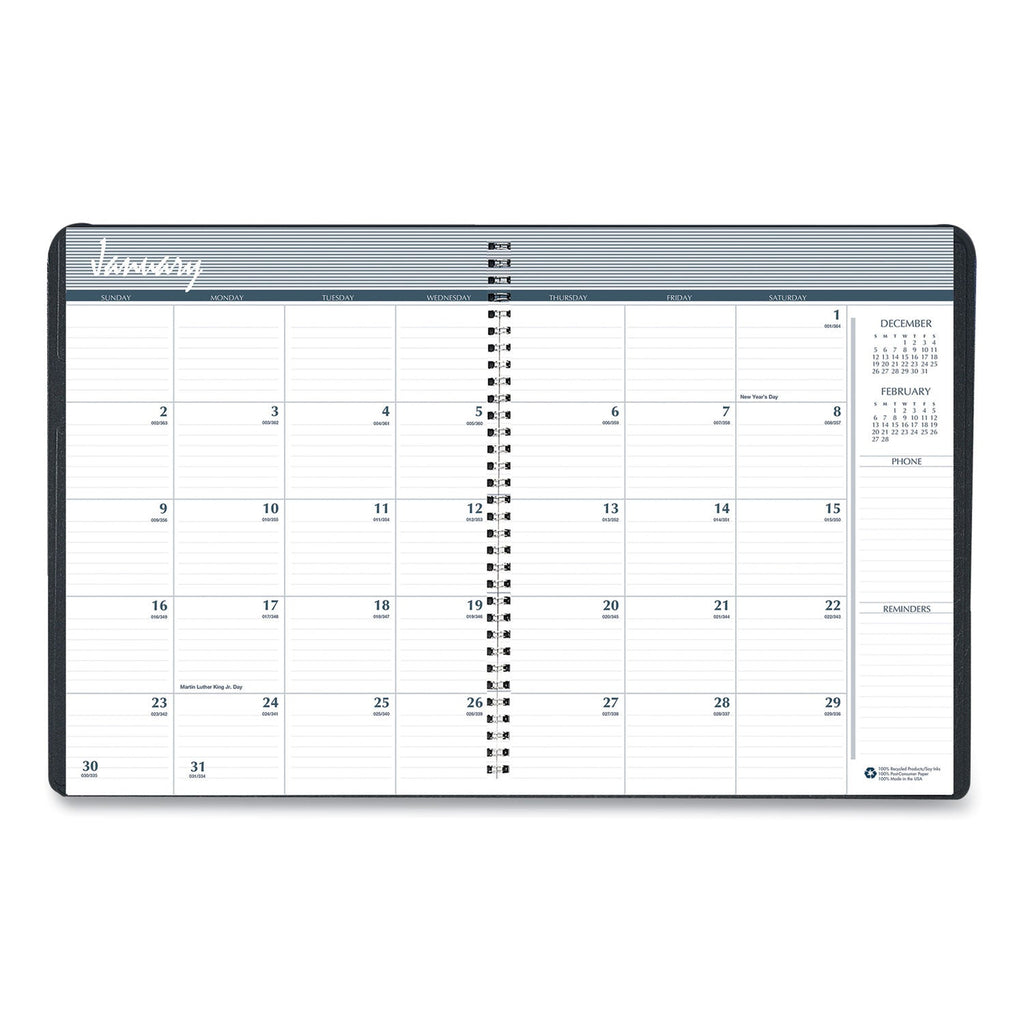 House of Doolittle 24-Month Recycled Ruled Monthly Planner, 11 x 8.5, Black Cover, 24-Month (Jan to Dec): 2023 to 2024
