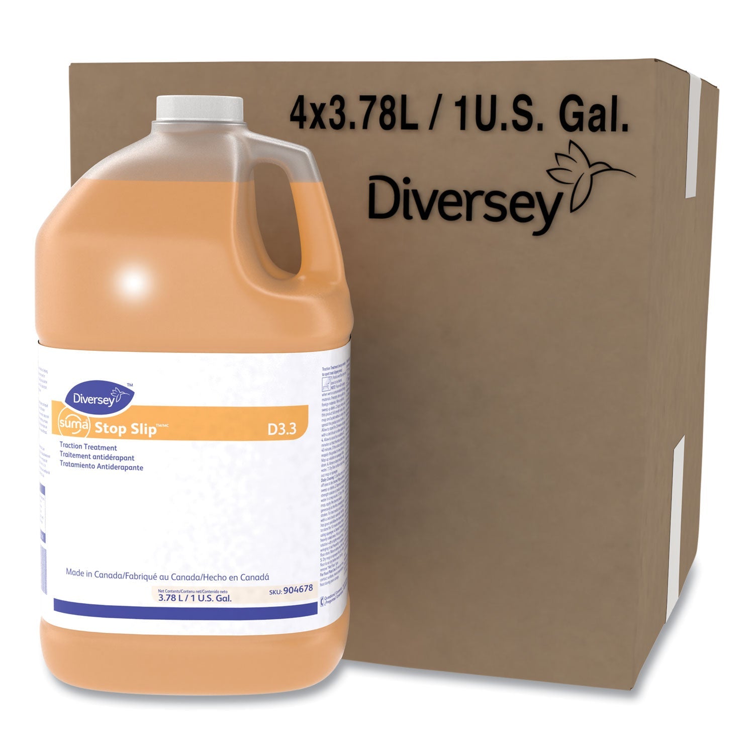 Diversey Suma Stop Slip Traction Treatment, Unscented, 1 gal Bottle, 4/Carton