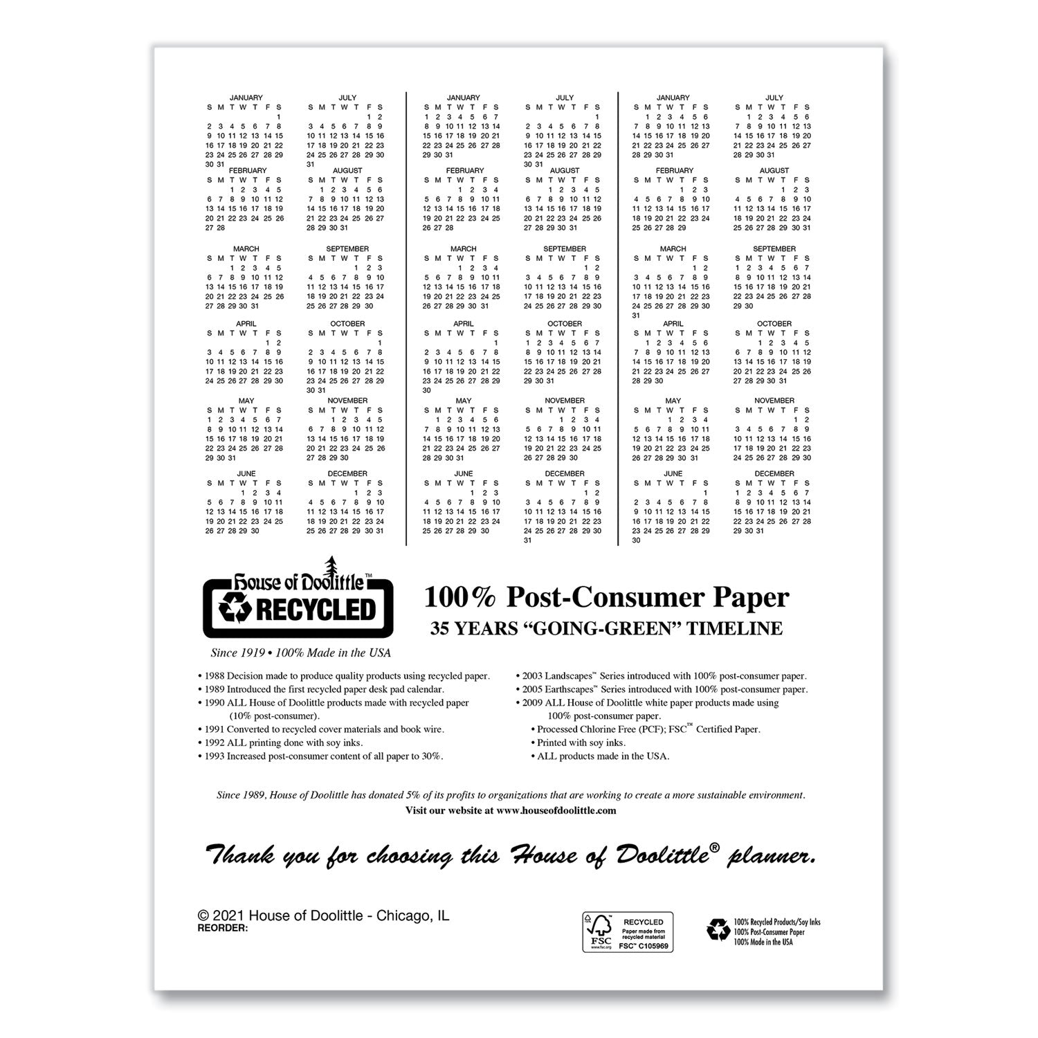 House of Doolittle Recycled Meeting Note Planner, 11 x 8.5, Black Cover, 12-Month (Jan to Dec): 2023
