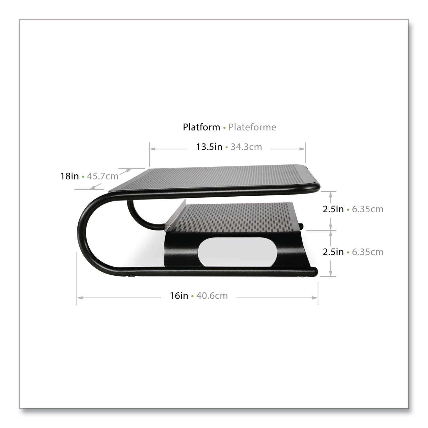 Allsop Metal Art Printer and Monitor Stand Plus, 18" x 13.5" x 6", Black, Supports 50 lbs