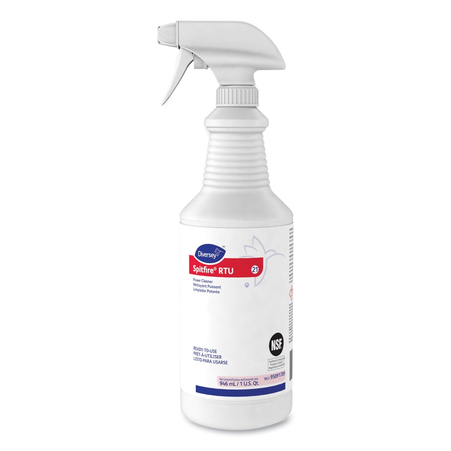 Diversey Spitfire Power Cleaner, Liquid, Fresh Pine Scent, 32 oz Spray Bottle, 12/Carton