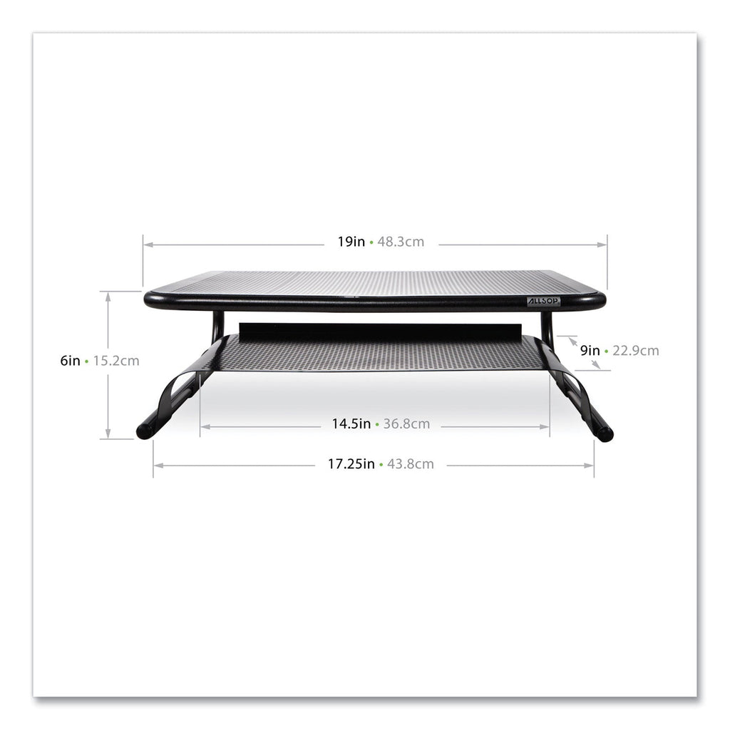 Allsop Metal Art Printer and Monitor Stand Plus, 18" x 13.5" x 6", Black, Supports 50 lbs