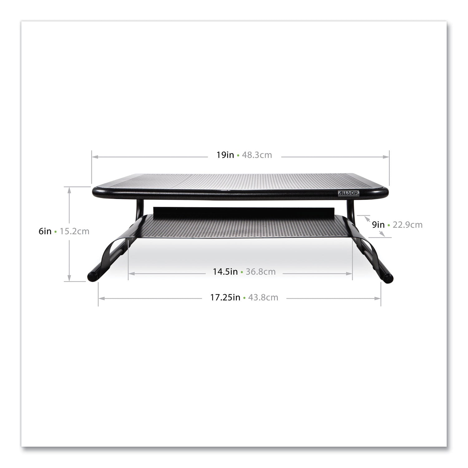 Allsop Metal Art Printer and Monitor Stand Plus, 18" x 13.5" x 6", Black, Supports 50 lbs