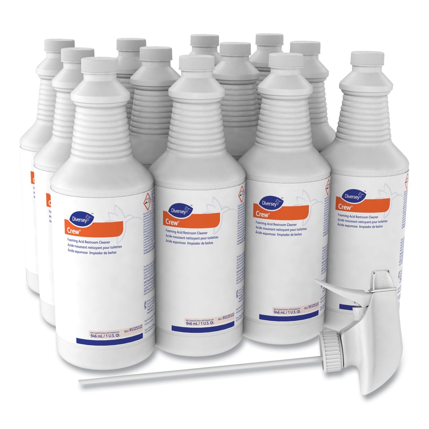 Diversey Foaming Acid Restroom Cleaner, Fresh Scent, 32 oz Spray Bottle, 12/Carton
