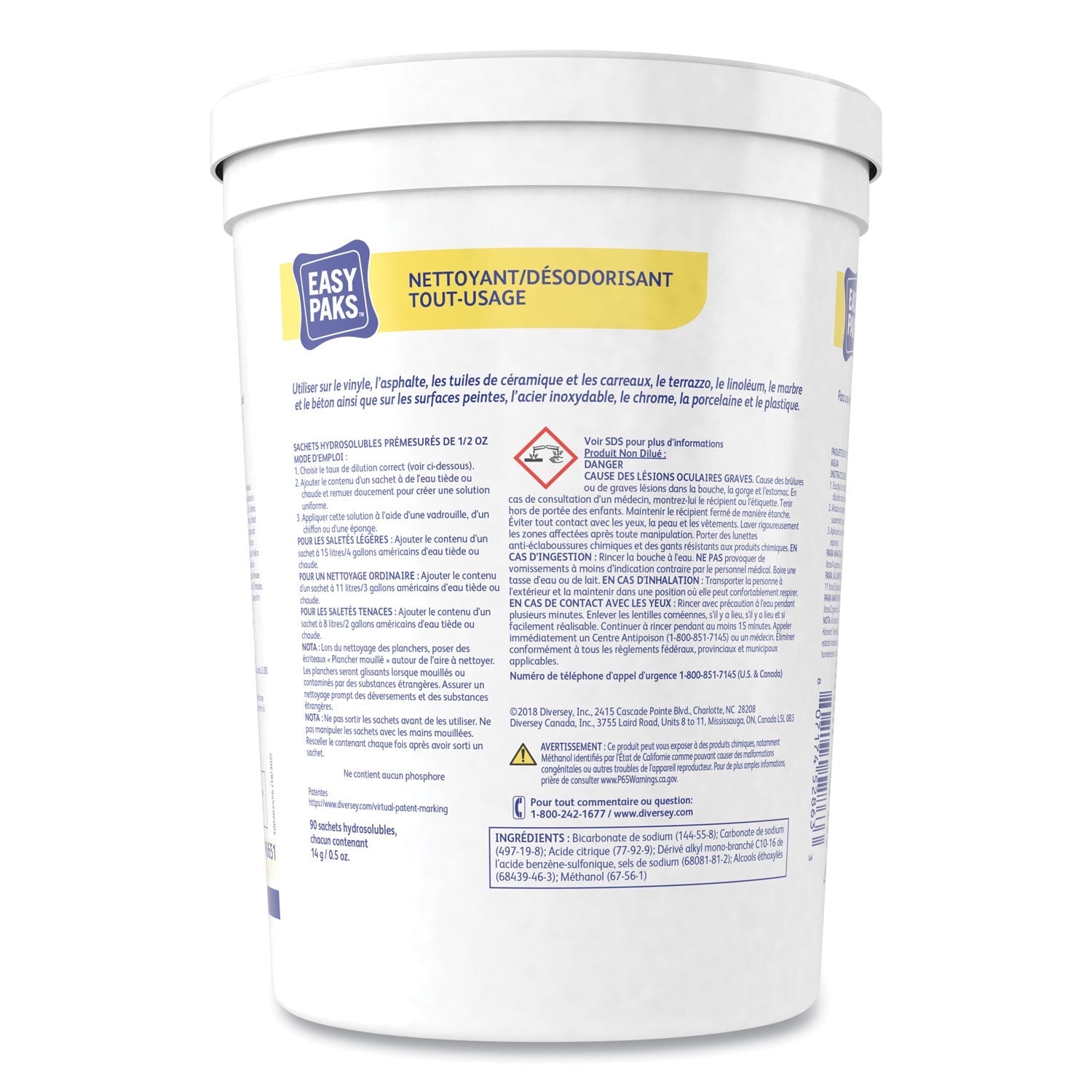 Easy Paks All-Purpose Cleaner/Deodorizer, 90 .5 oz Packets/Tub, 2 Tubs/Carton