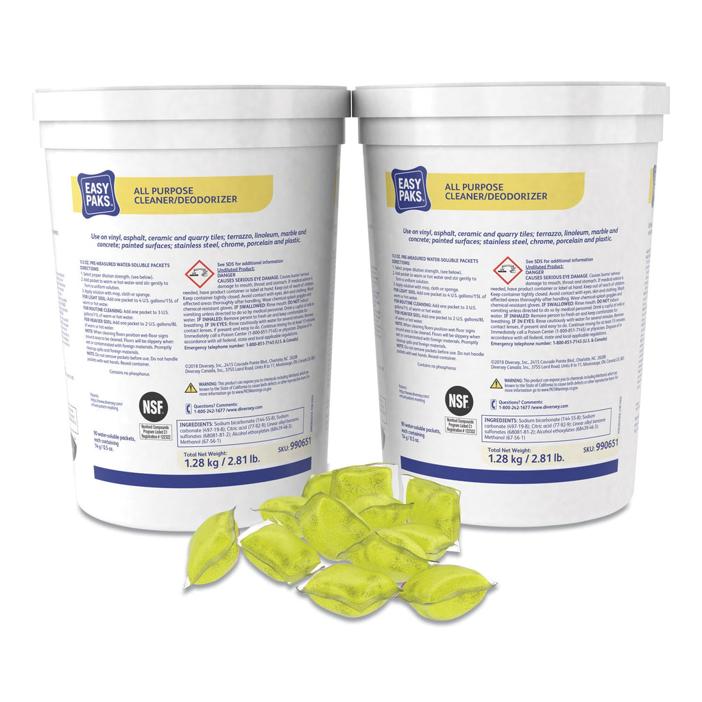 Easy Paks All-Purpose Cleaner/Deodorizer, 90 .5 oz Packets/Tub, 2 Tubs/Carton