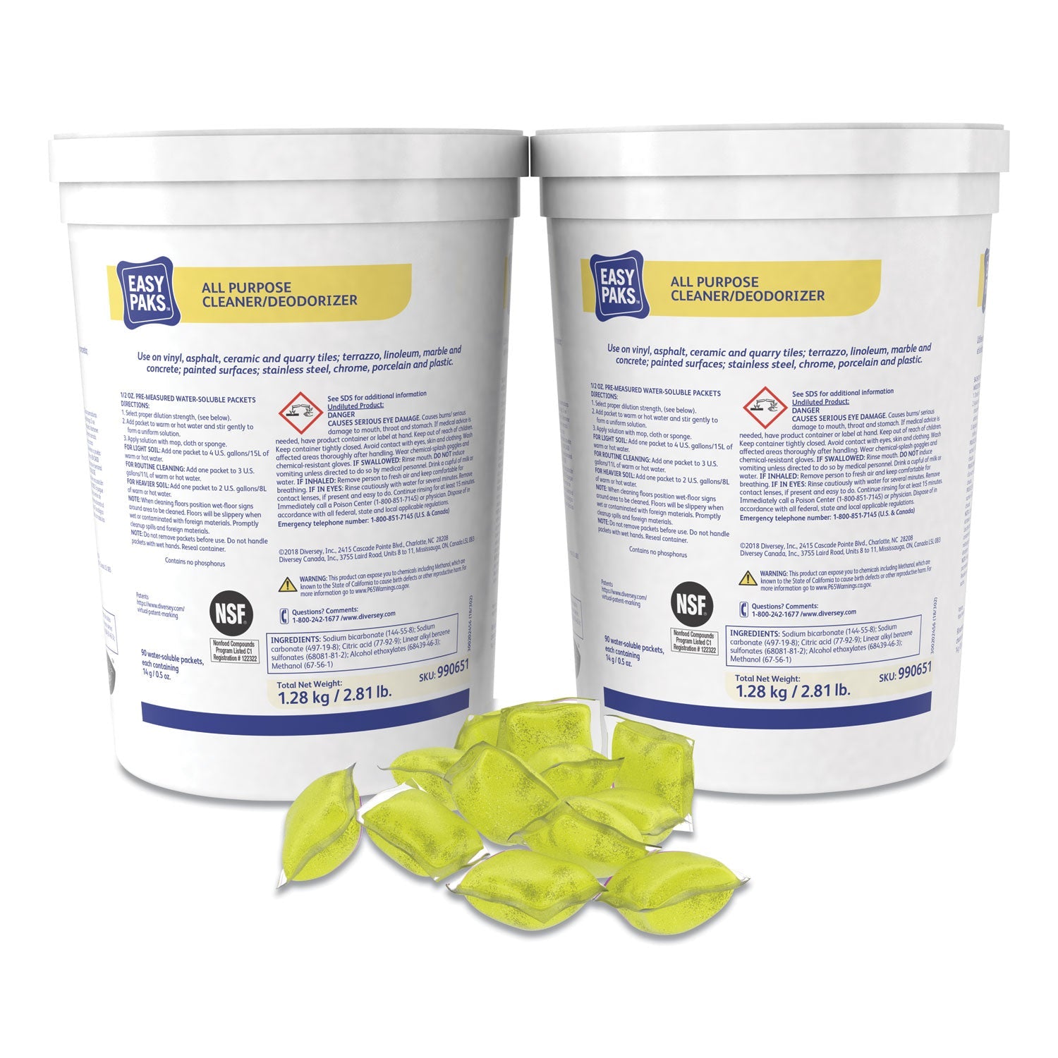 Easy Paks All-Purpose Cleaner/Deodorizer, 90 .5 oz Packets/Tub, 2 Tubs/Carton