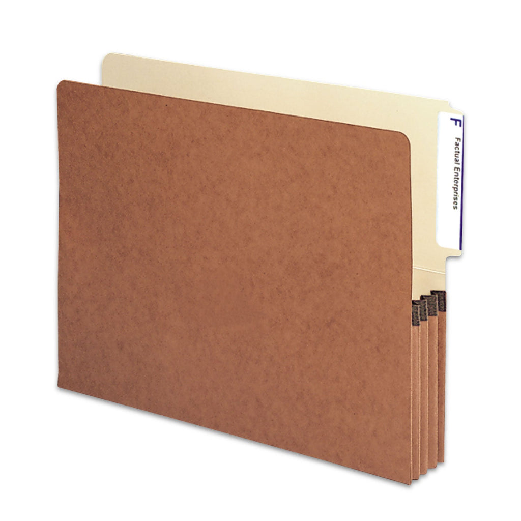 Smead Redrope Drop-Front End Tab File Pockets, 3.5" Expansion, Letter Size, Redrope, 10/Box