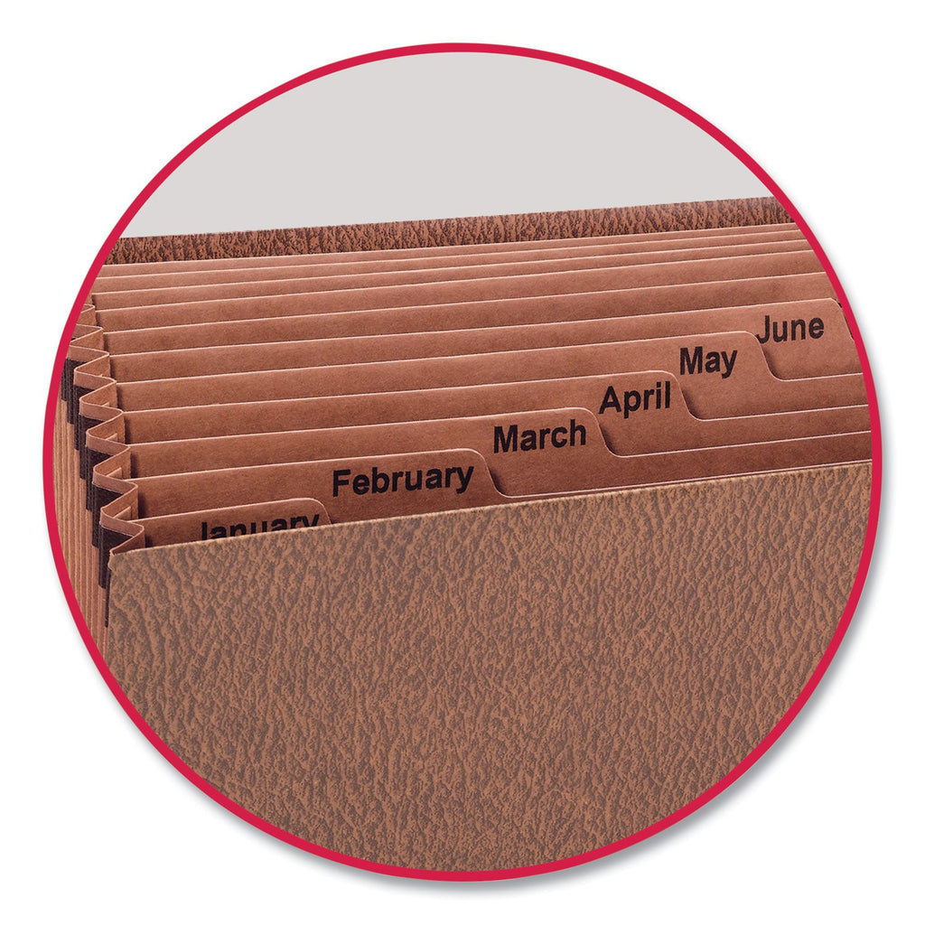 Smead TUFF Expanding Open-Top Stadium File, 12 Sections, 1/12-Cut Tabs, Legal Size, Redrope