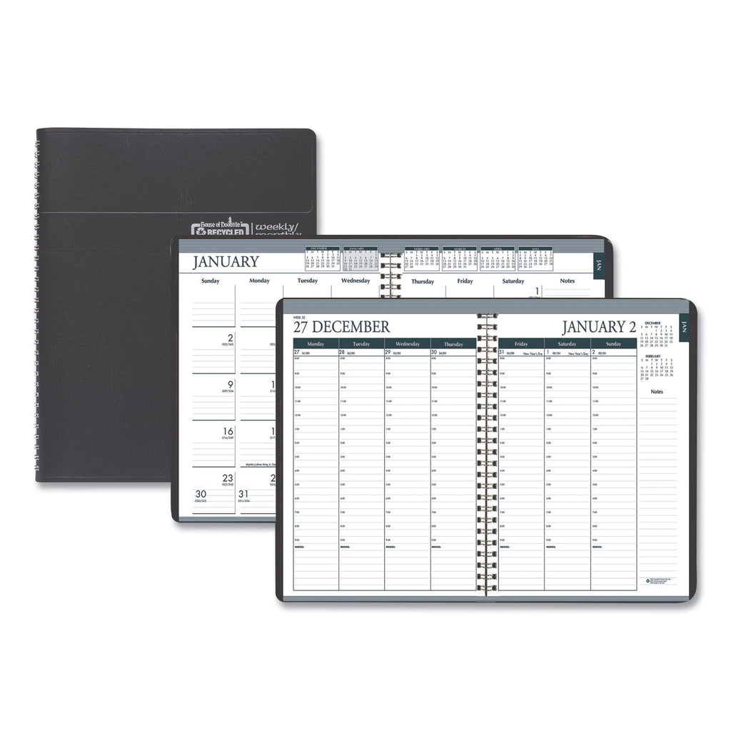 House of Doolittle Recycled Monthly Weekly 7 Day Planner, 8.75 x 6.88, Black Cover, 12-Month (Jan to Dec): 2023