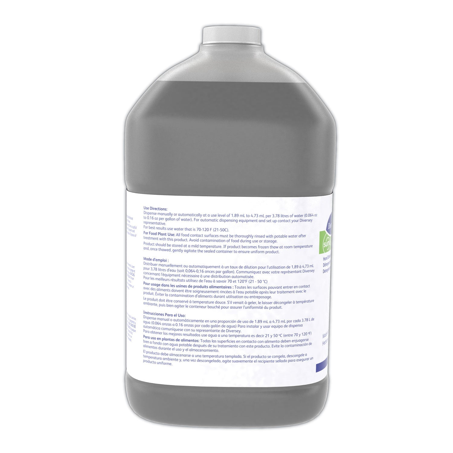 Diversey Suma Star D1 Hand Dishwashing Detergent, Unscented, 1 gal Bottle, 4/Carton