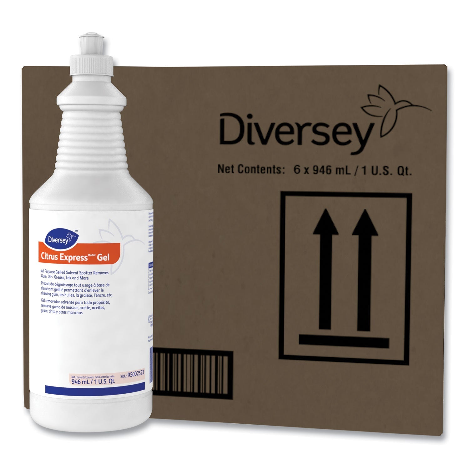 Diversey Citrus Express Gel Spotter, Citrus Scent, 32 oz Squeeze Bottle, 6/Carton
