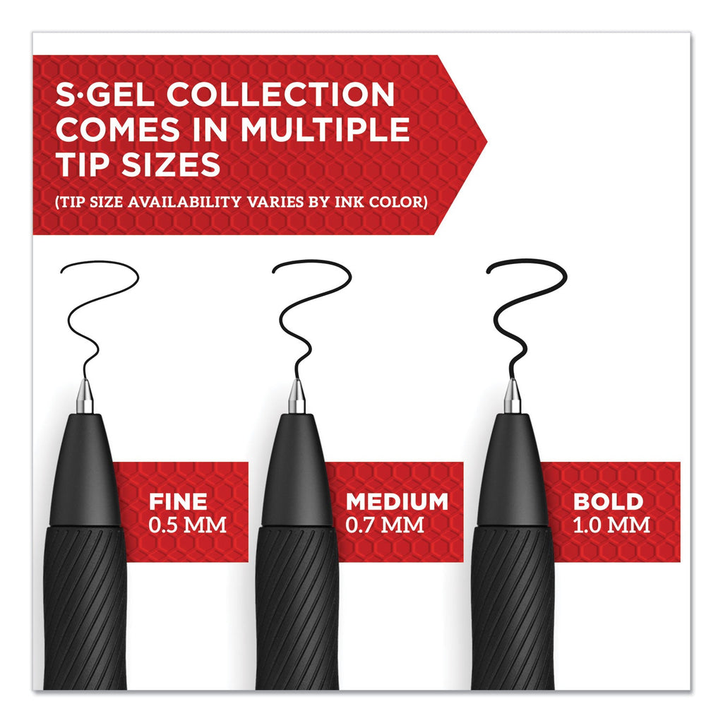 Sharpie S-Gel High-Performance Gel Pen, Retractable, Medium 0.7 mm, Blue Ink, Black Barrel, 36/Pack