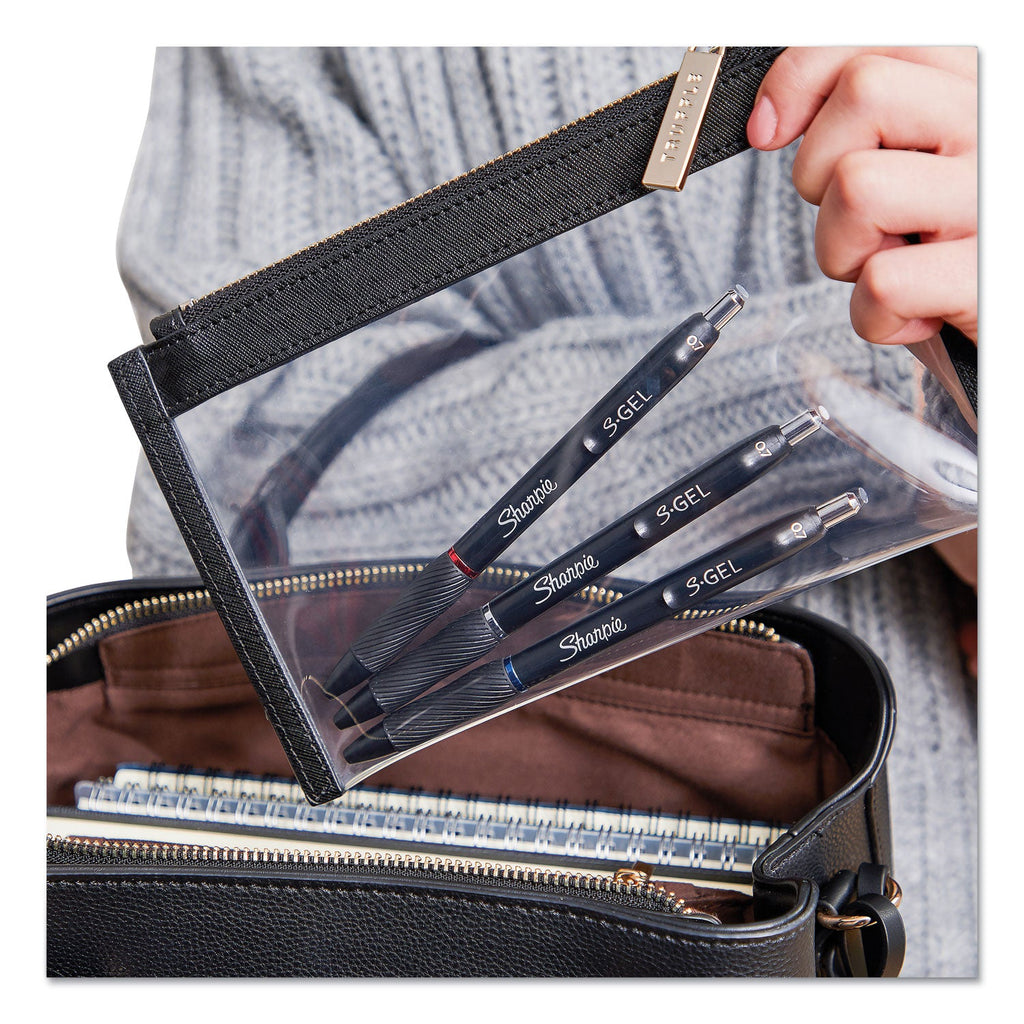 Sharpie S-Gel High-Performance Gel Pen, Retractable, Bold 1 mm, Blue Ink, Black Barrel, Dozen