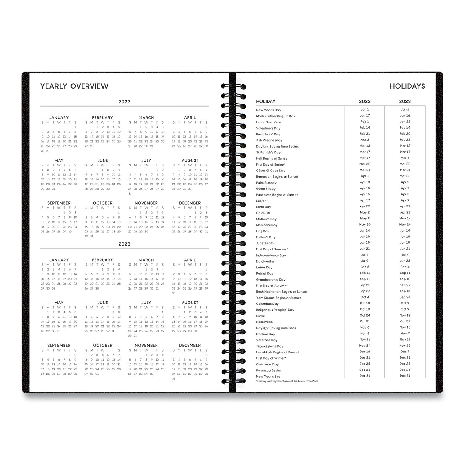 Blue Sky Aligned Daily Appointment Planner, 8 x 5, Black Cover, 12-Month (Jan to Dec): 2023
