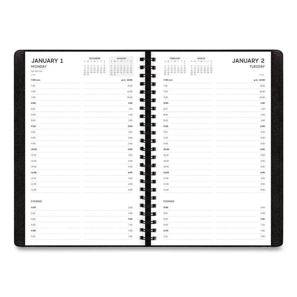 Blue Sky Aligned Daily Appointment Planner, 8 x 5, Black Cover, 12-Month (Jan to Dec): 2023