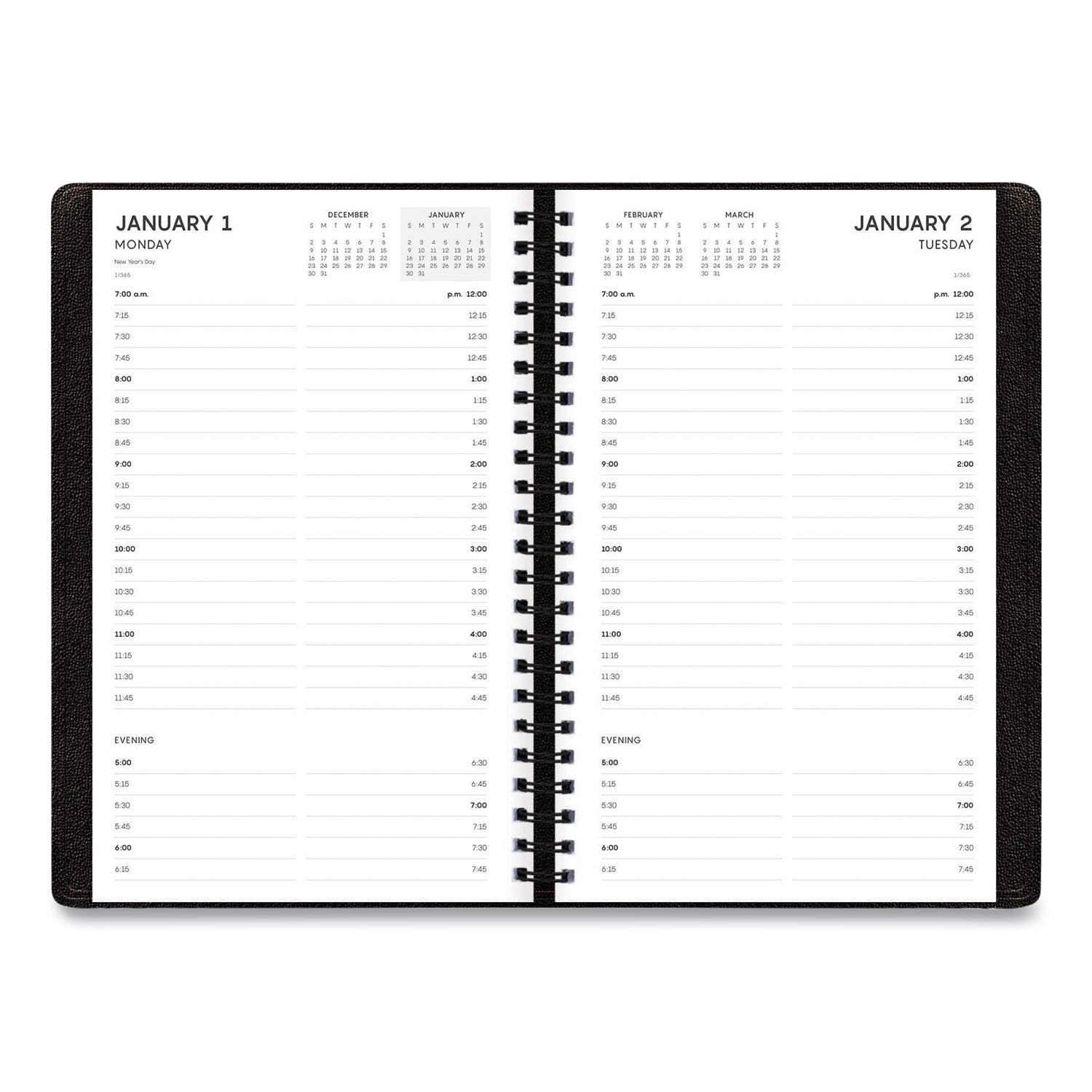 Blue Sky Aligned Daily Appointment Planner, 8 x 5, Black Cover, 12-Month (Jan to Dec): 2023