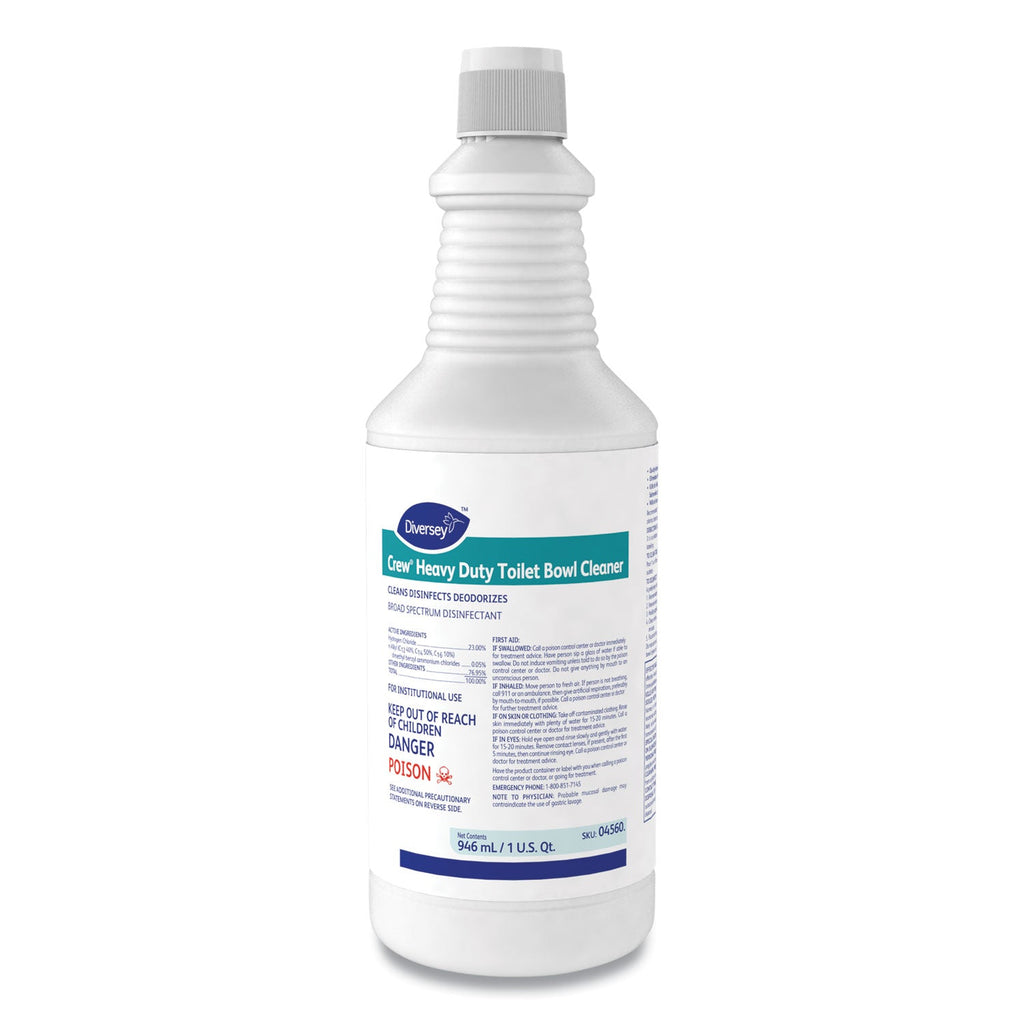 Diversey Crew Heavy Duty Toilet Bowl Cleaner, Minty, 32 oz Squeeze Bottle, 12/Carton