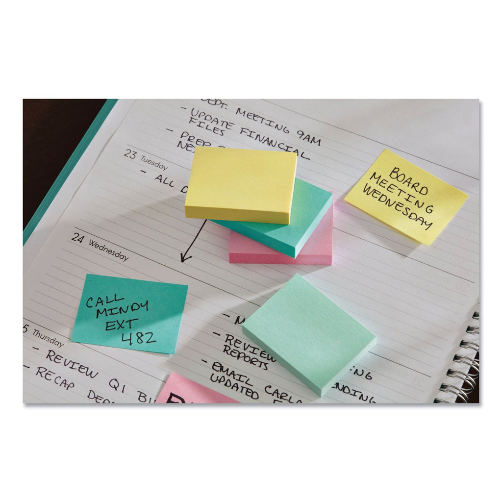 Post-it Original Pads in Beachside Cafe Collection Colors, 1.38" x 1.88", 100 Sheets/Pad, 12 Pads/Pack