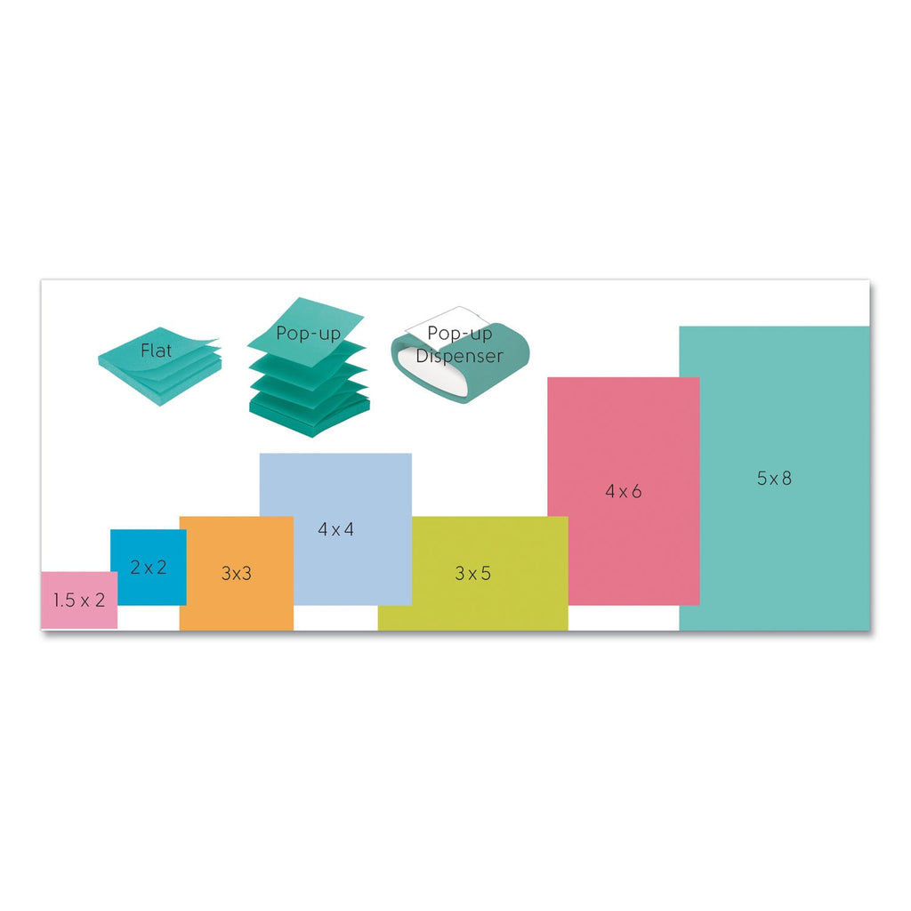 Post-it Original Pads in Beachside Cafe Collection Colors, 1.38" x 1.88", 100 Sheets/Pad, 12 Pads/Pack