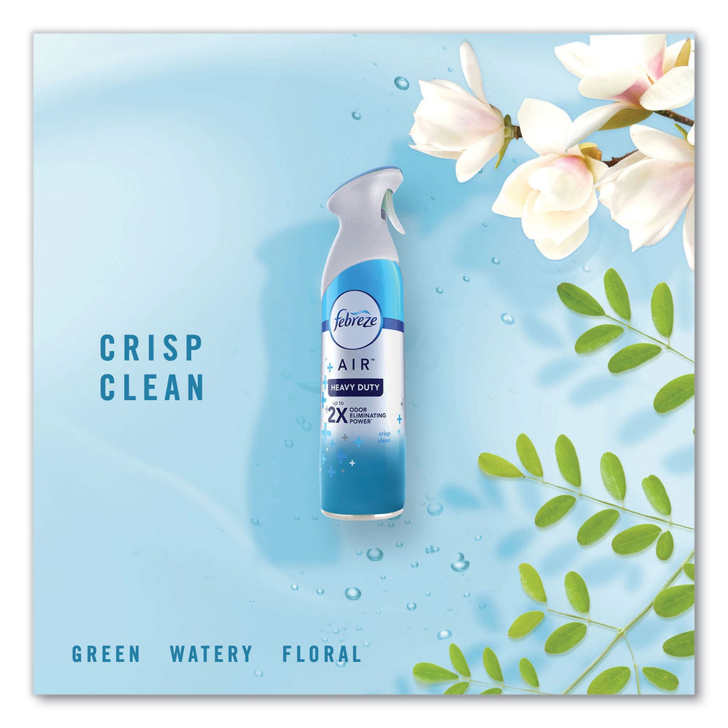 Febreze AIR, Heavy Duty Crisp Clean, 8.8 oz Aerosol Spray, 6/Carton