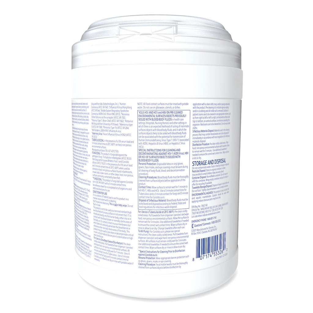 Diversey Oxivir TB Disinfectant Wipes, 6 x 6.9, Characteristic Scent, White, 160/Canister, 4 Canisters/Carton