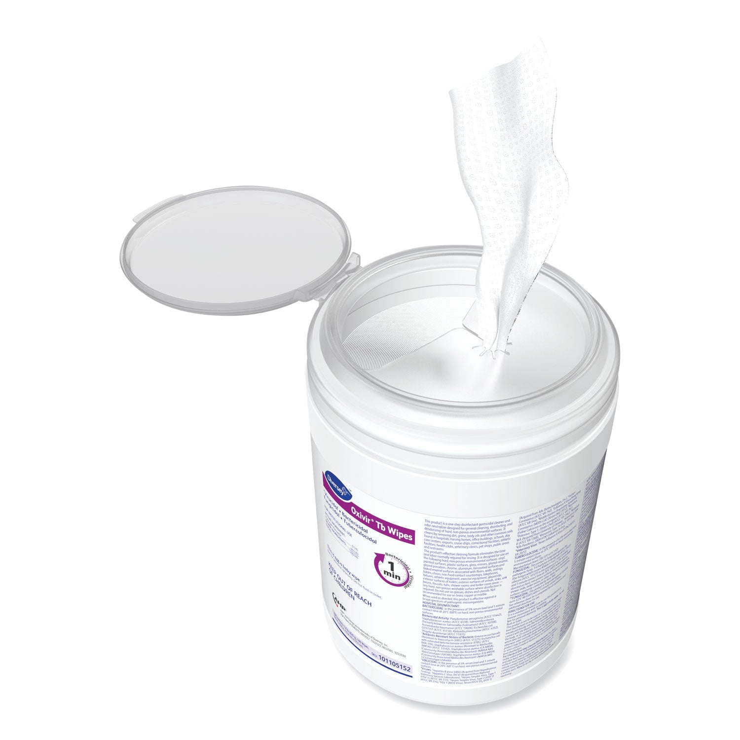 Diversey Oxivir TB Disinfectant Wipes, 6 x 6.9, Characteristic Scent, White, 160/Canister, 4 Canisters/Carton