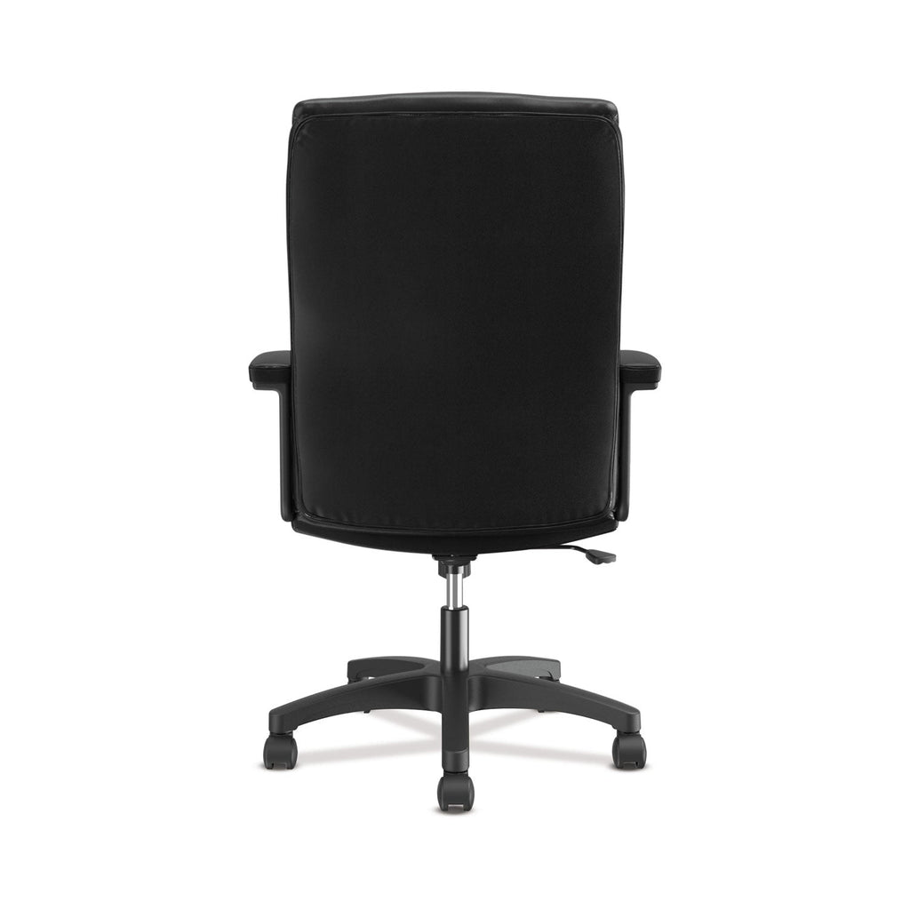 HON HVL151 Executive High-Back Leather Chair, Supports Up to 250 lb, 17.75" to 21.5" Seat Height, Black