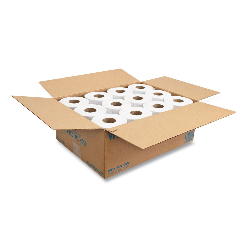 Morcon Tissue Morsoft Universal Roll Towels, 8" x 350 ft, White, 12 Rolls/Carton