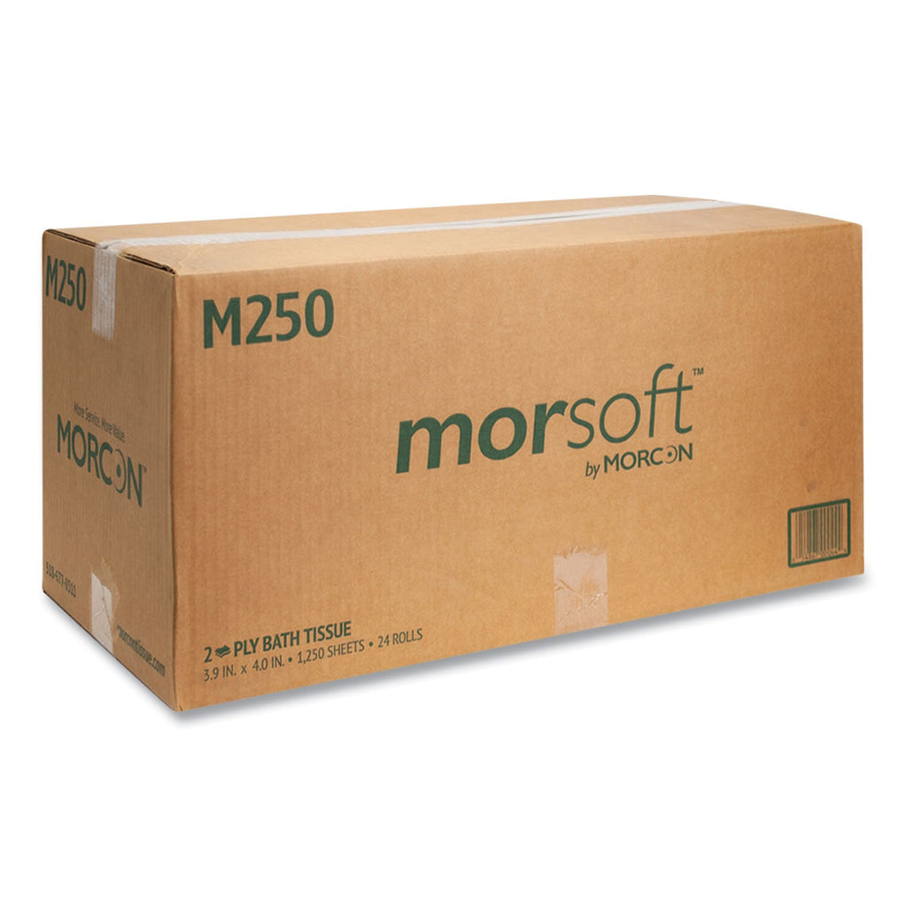 Morcon Tissue Small Core Bath Tissue, Septic Safe, 2-Ply, White, 1,250/Roll, 24 Rolls/Carton