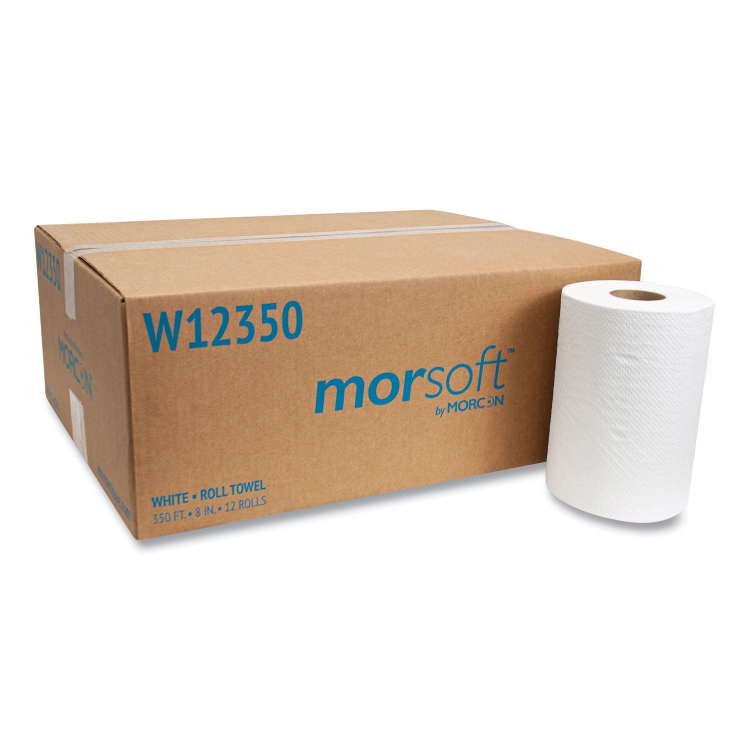 Morcon Tissue Morsoft Universal Roll Towels, 8" x 350 ft, White, 12 Rolls/Carton