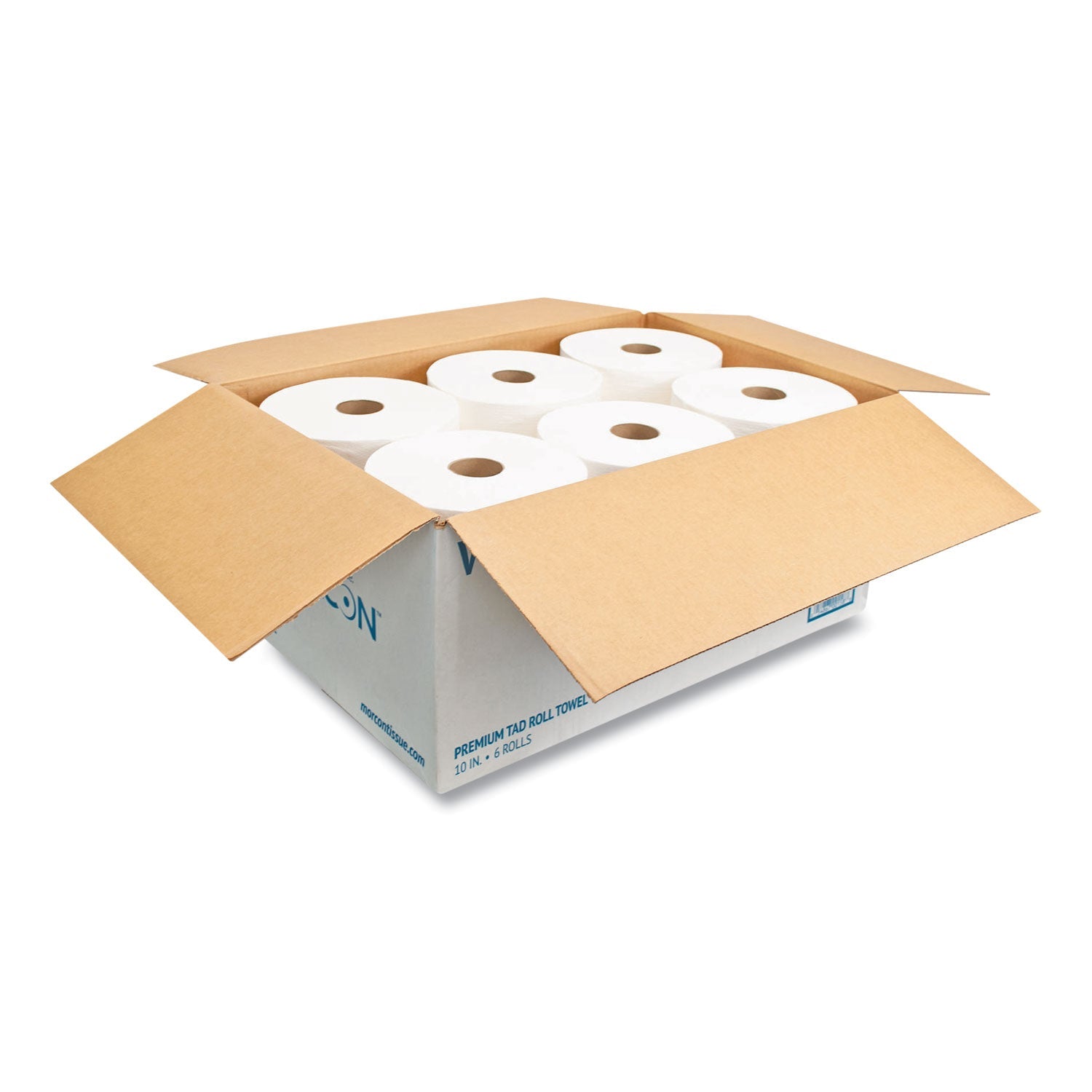 Morcon Tissue 10 Inch TAD Roll Towels, 10" x 700 ft, White, 6/Carton