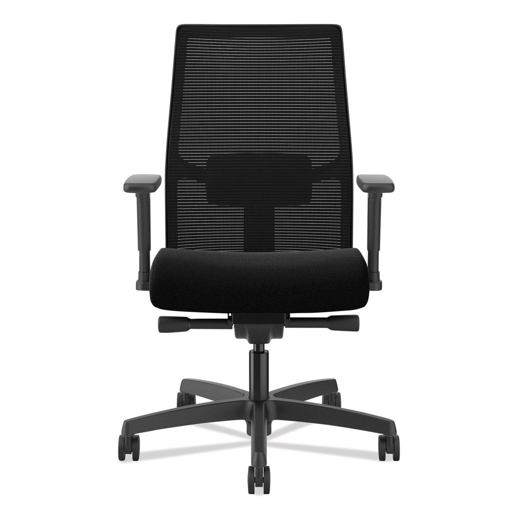 HON Ignition 2.0 4-Way Stretch Mid-Back Mesh Task Chair, Supports Up to 300 lb, 17" to 21" Seat Height, Black