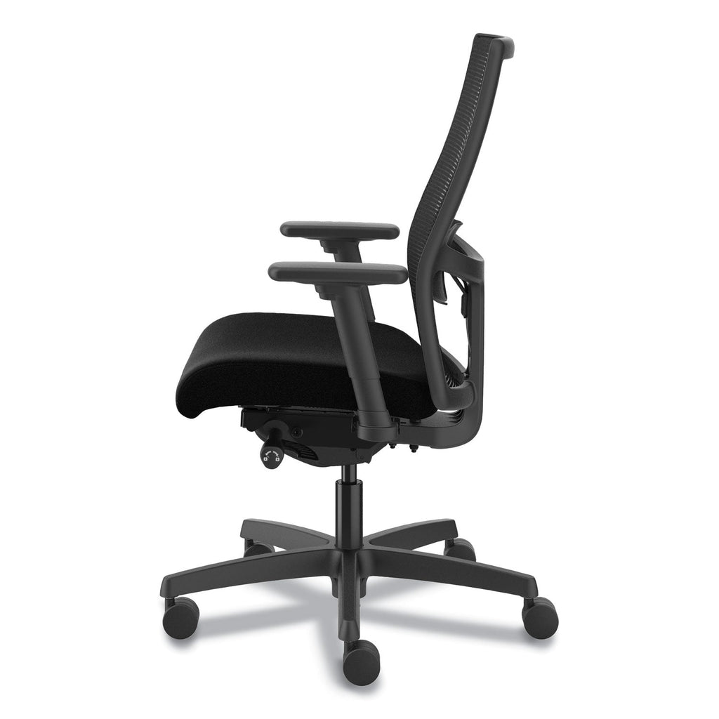 HON Ignition 2.0 4-Way Stretch Mid-Back Mesh Task Chair, Supports Up to 300 lb, 17" to 21" Seat Height, Black