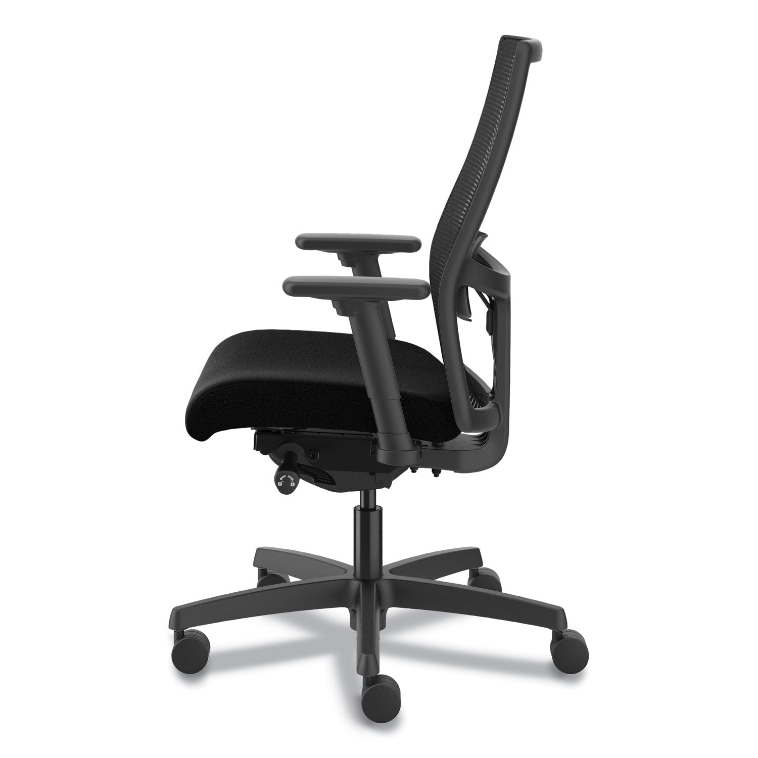 HON Ignition 2.0 4-Way Stretch Mid-Back Mesh Task Chair, Supports Up to 300 lb, 17" to 21" Seat Height, Black