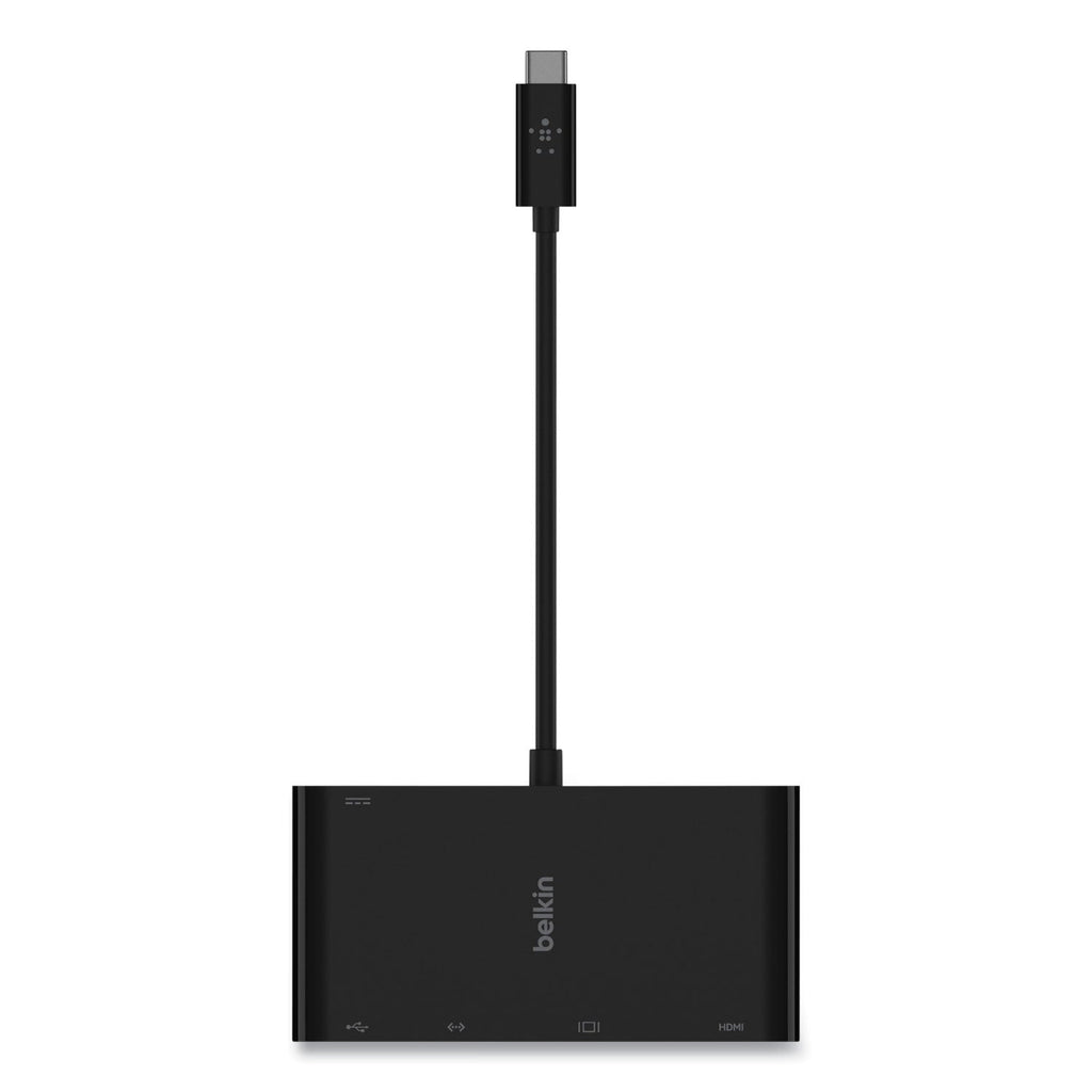 Belkin USB-C Multimedia + Charge Adapter, 4K HDMI/USB-A/USB-C/VGA, 4.9 ft, Black