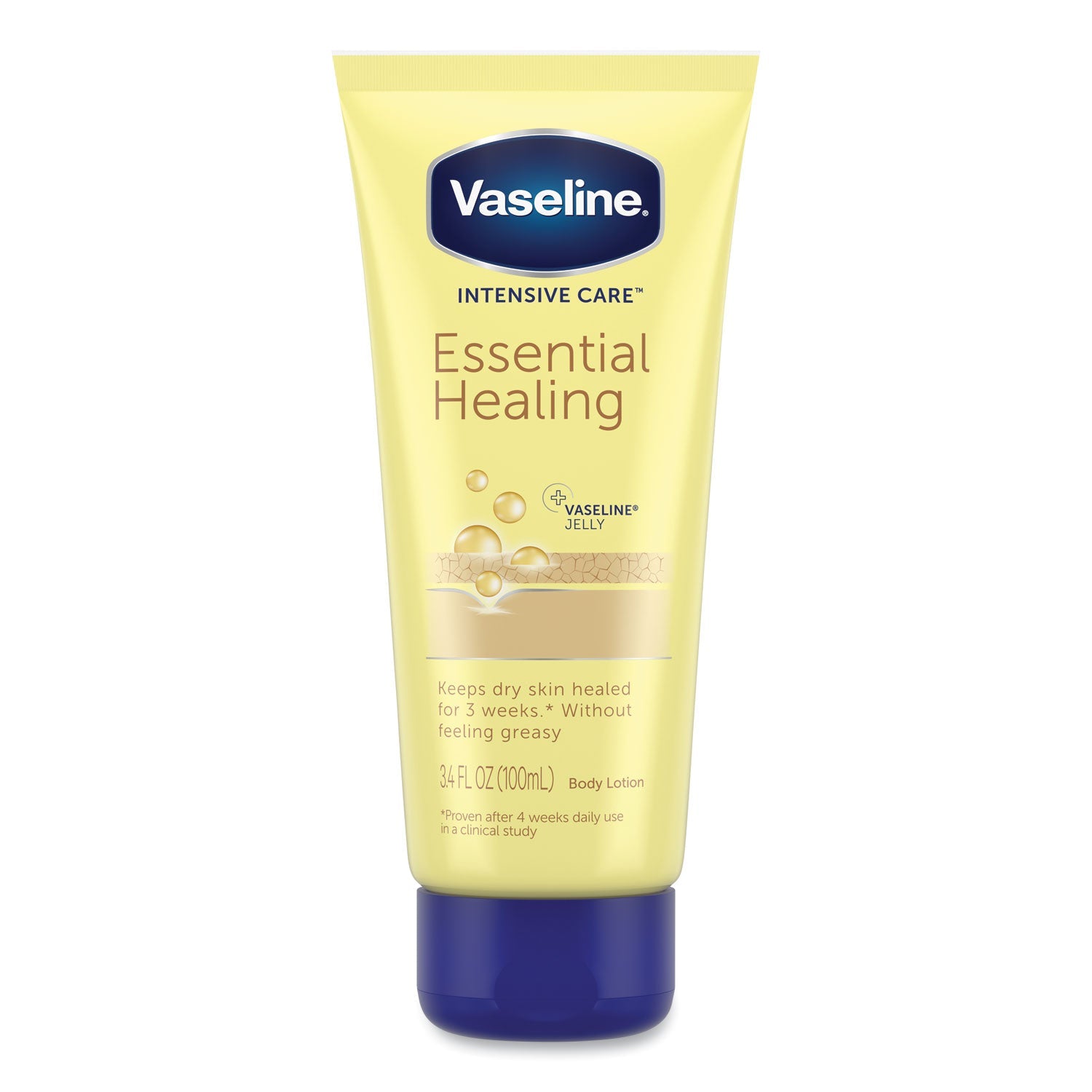 Vaseline Intensive Care Essential Healing Body Lotion, 3.4 oz Squeeze Tube, 12/Carton
