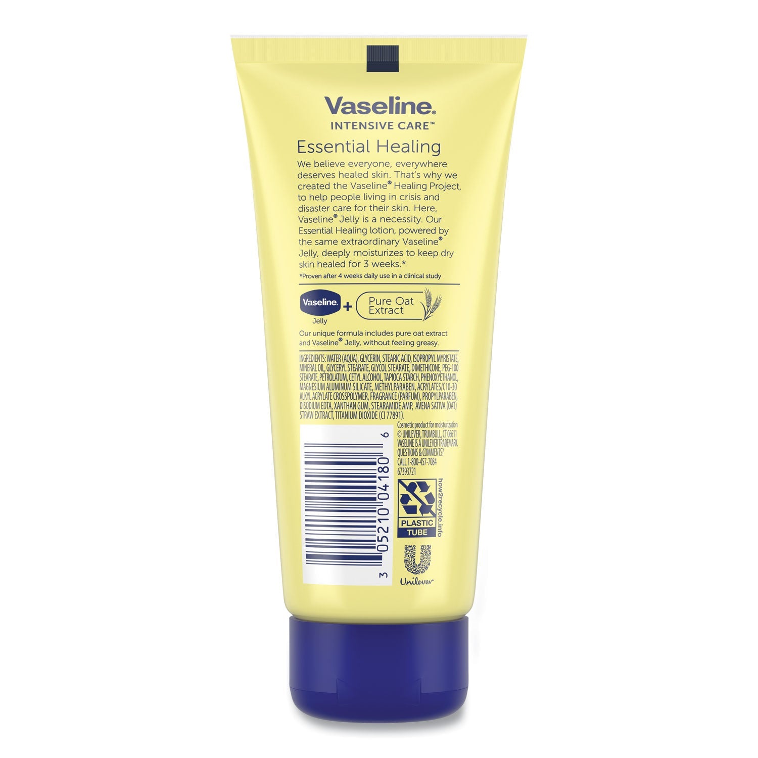 Vaseline Intensive Care Essential Healing Body Lotion, 3.4 oz Squeeze Tube, 12/Carton