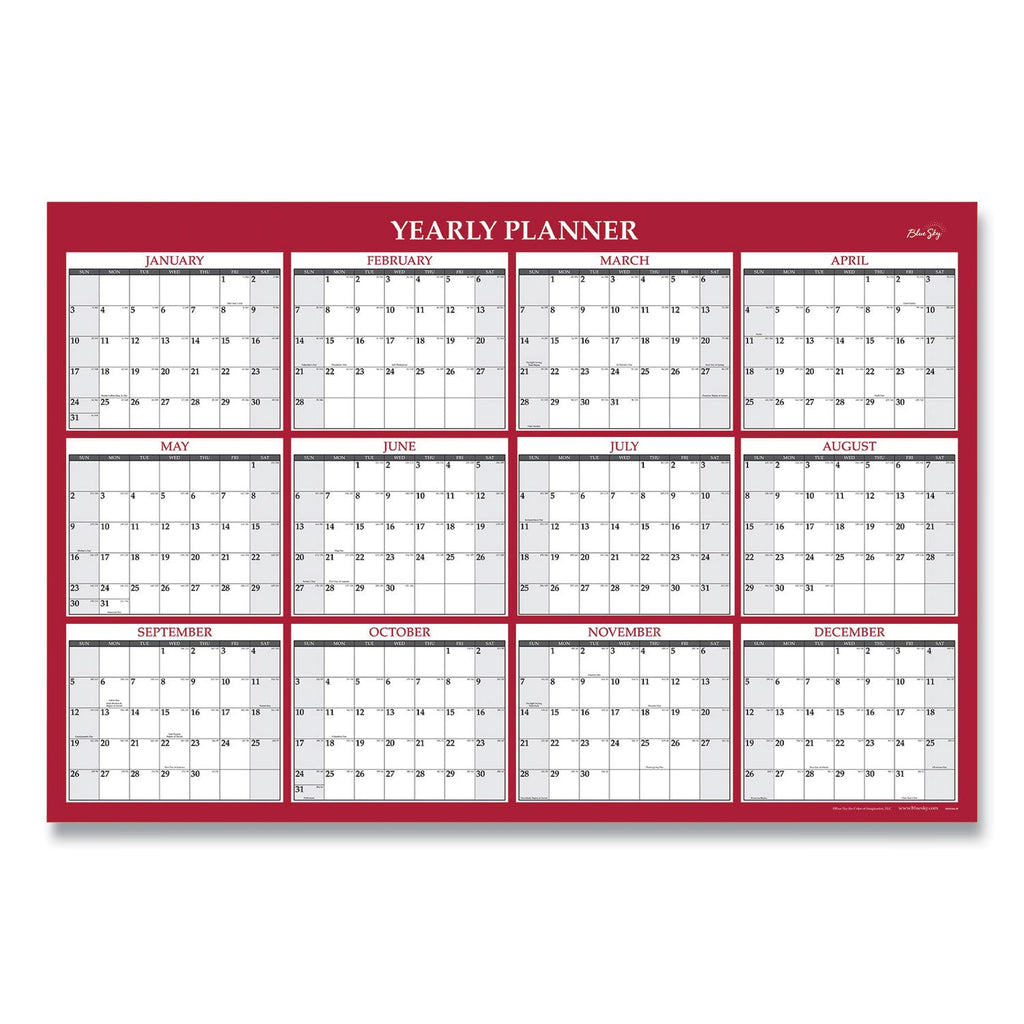 Blue Sky Classic Red Laminated Erasable Wall Calendar, Classic Red Artwork, 48 x 32, White/Red/Gray Sheets, 12-Month (Jan-Dec): 2023